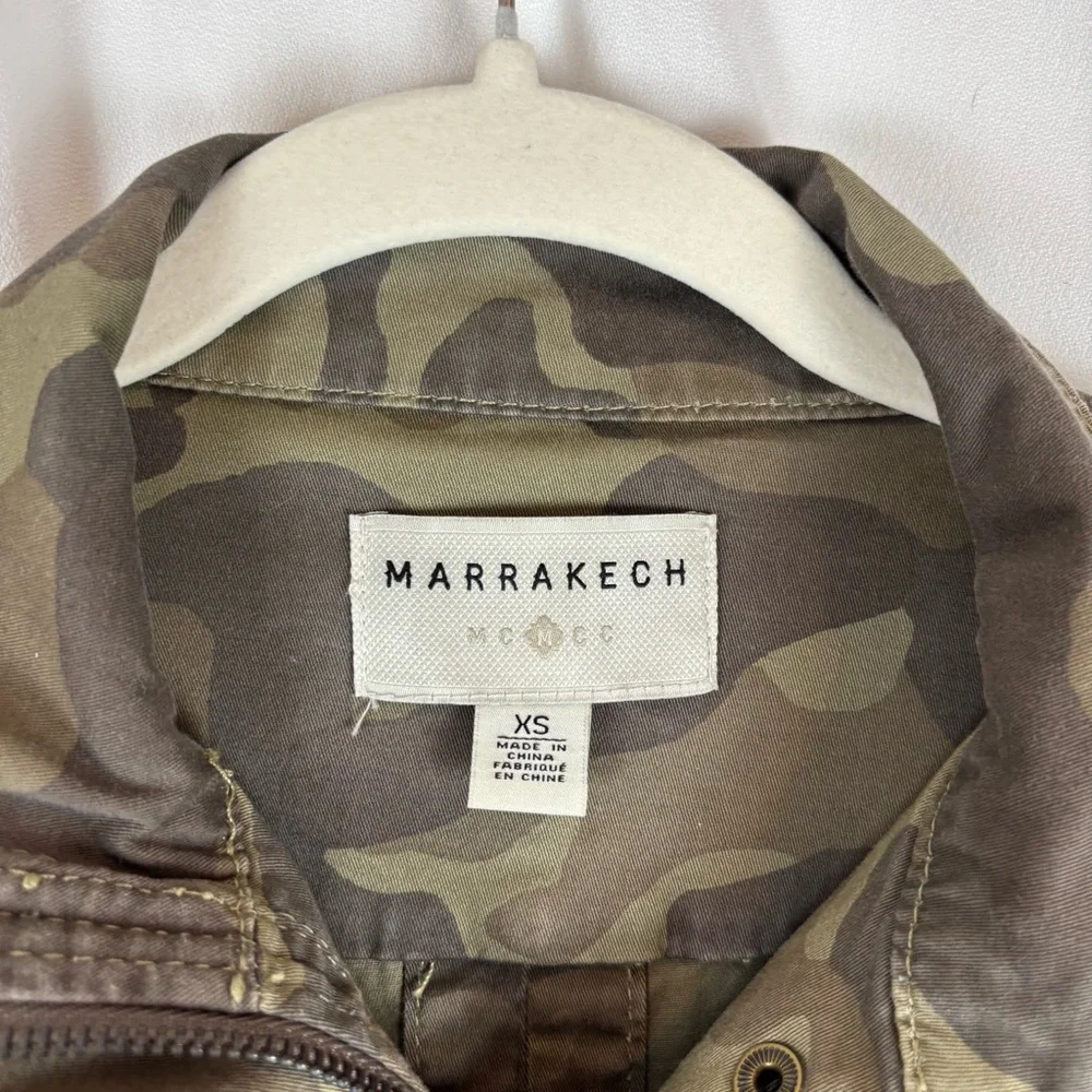 Marrakech Green and Brown Camo Utility Jacket with Cinched Waist/Hip 4 Pocket - Picture 4 of 16